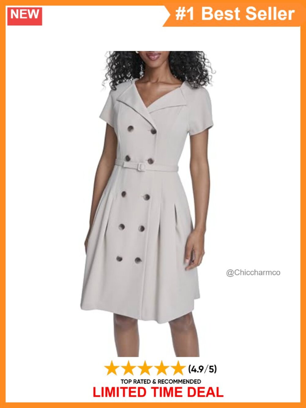 Scuba Crepe Short Sleeve Collared Button Knee-Length Jacket Dress